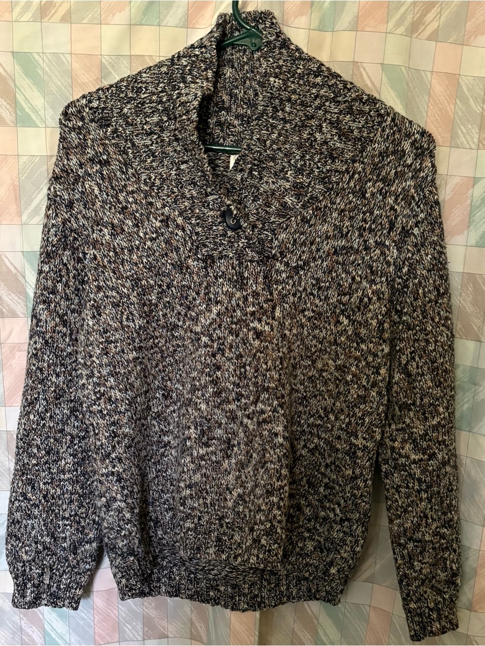 VTG Christopher & Banks Women's Medium Marled Knit Shawl Collar Button Sweater M